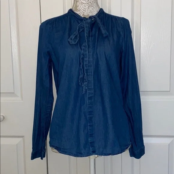 The Limited Blue Denim Button Up Shirt - Picture 1 of 5